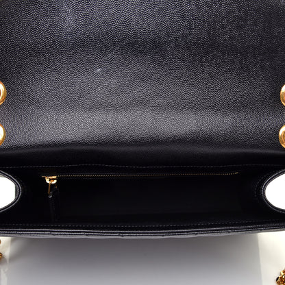 Saint Laurent Grain De Poudre Matelasse Chevron Large Monogram Satchel Black 5 of 12