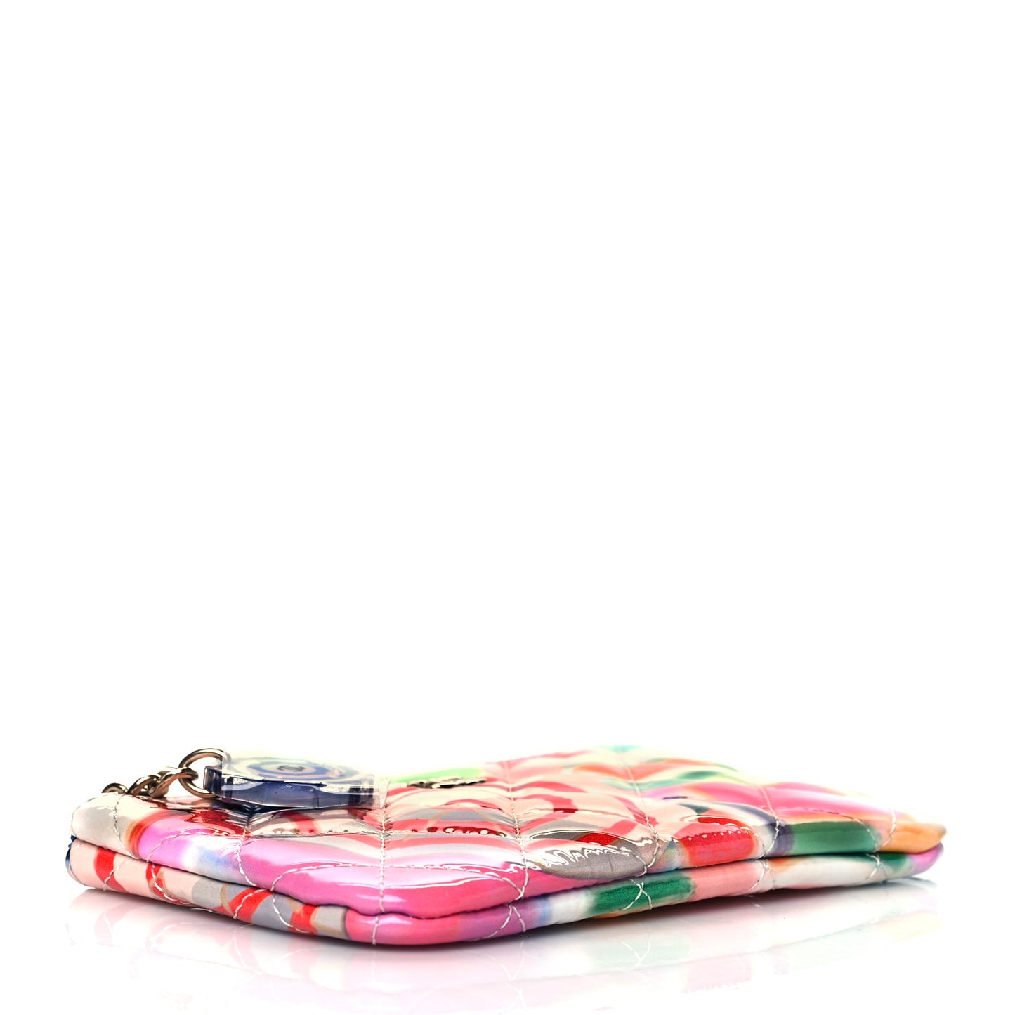 Patent Calfskin Printed Quilted Small Cosmetic Case Multicolor