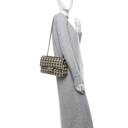 Chanel Tweed Quilted Medium Double Flap Green Multicolor 2 of 11