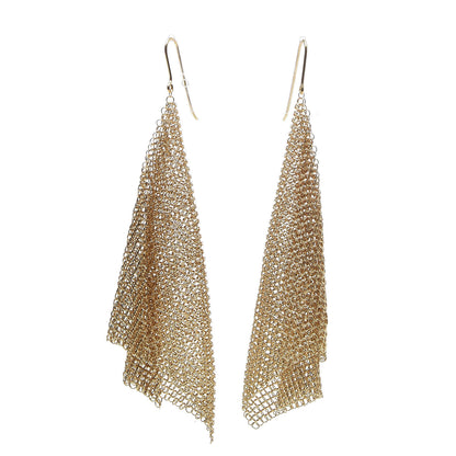 Tiffany 18K Yellow Gold Large Elsa Peretti Mesh Scarf Earrings 1 of 4