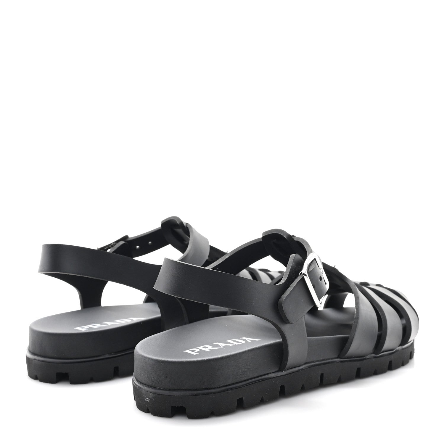 Prada Foam Rubber Triangle 50mm Cage Sandals 40 Black 5 of 10