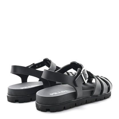 Prada Foam Rubber Triangle 50mm Cage Sandals 40 Black 5 of 10