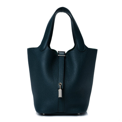 Hermes Taurillon Clemence Picotin Lock 18 PM Vert Cypress 1 of 11