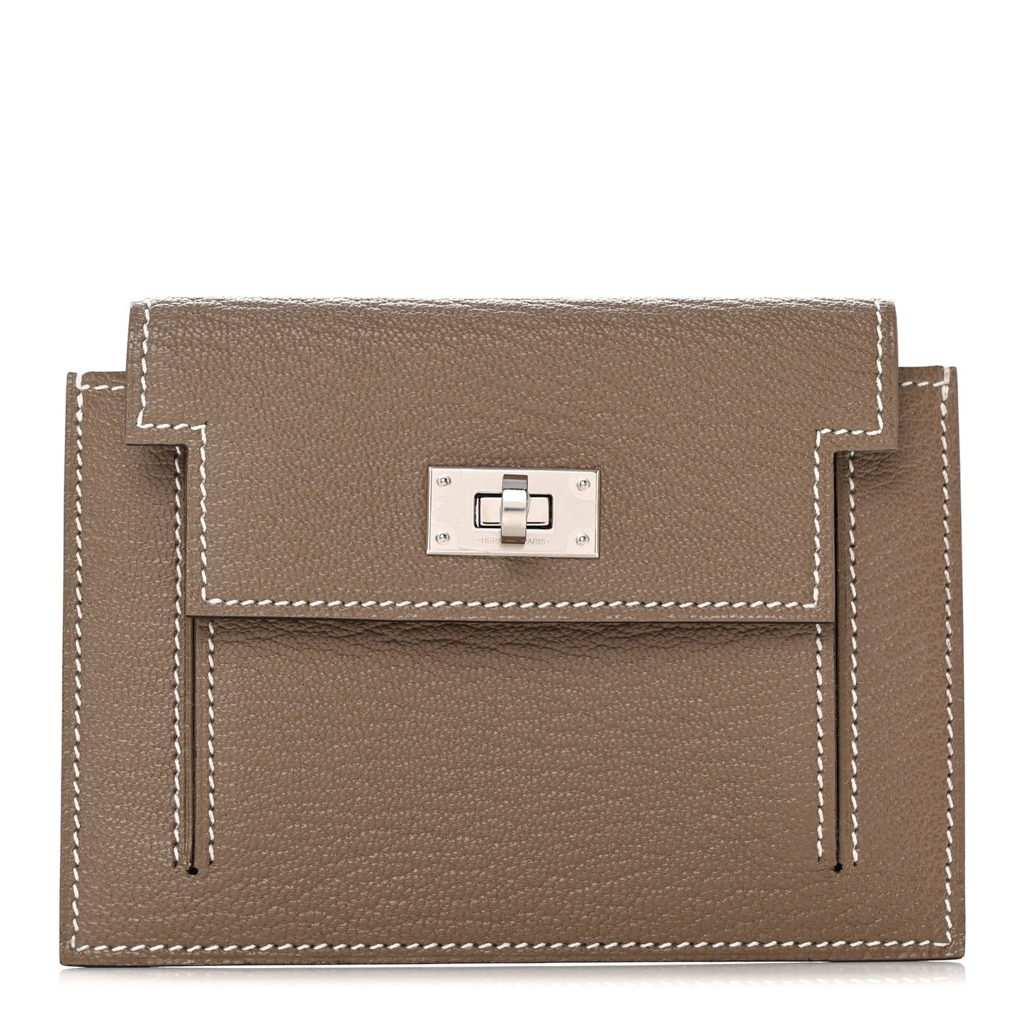 Chevre Chandra Kelly Pocket Compact Wallet Etoupe
