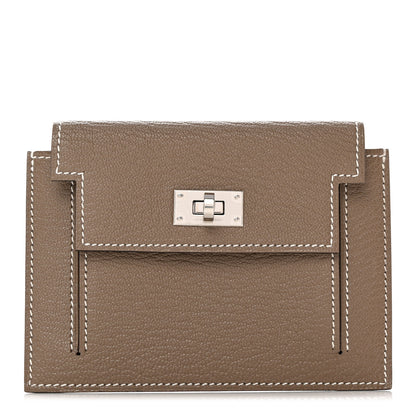 Hermes Chevre Chandra Kelly Pocket Compact Wallet Etoupe 1 of 11