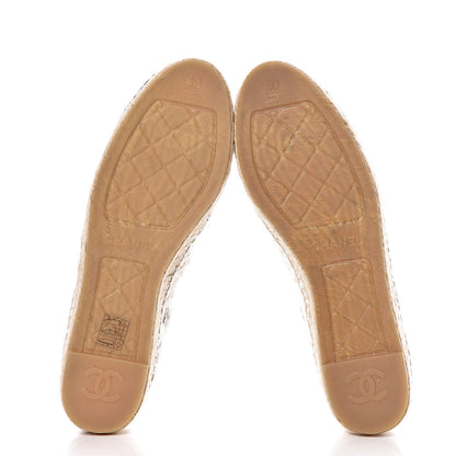 Chanel Woven Fabric Grosgrain CC Espadrilles 40 White Black 5 of 10
