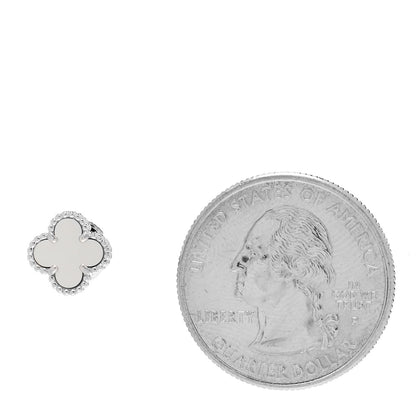 Van Cleef & Arpels 18K White Gold Mother of Pearl Sweet Alhambra Earrings 2 of 6