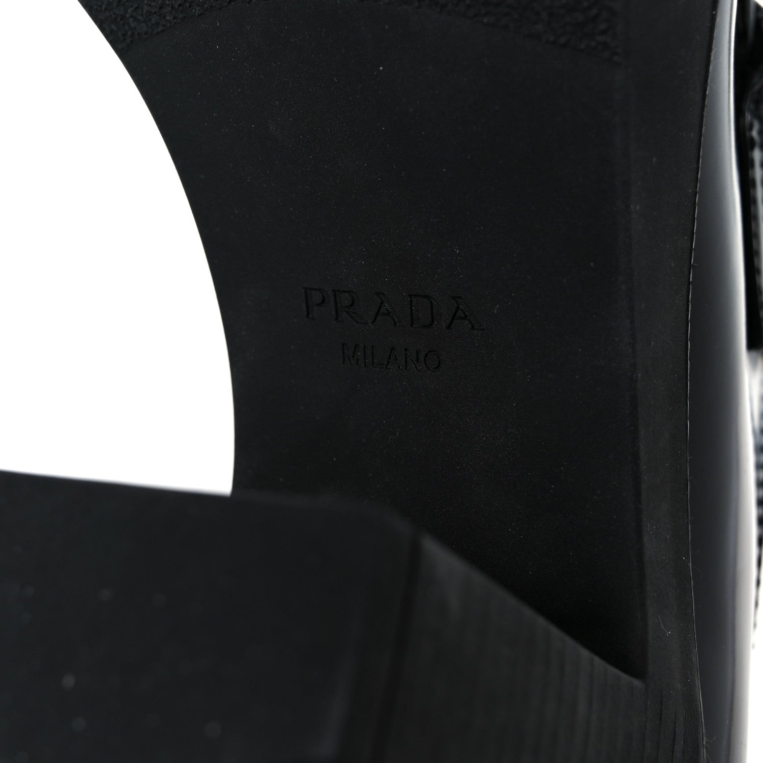 Prada Spazzolato Metal Triangle Logo 85mm Loafers 40 Black 1810753