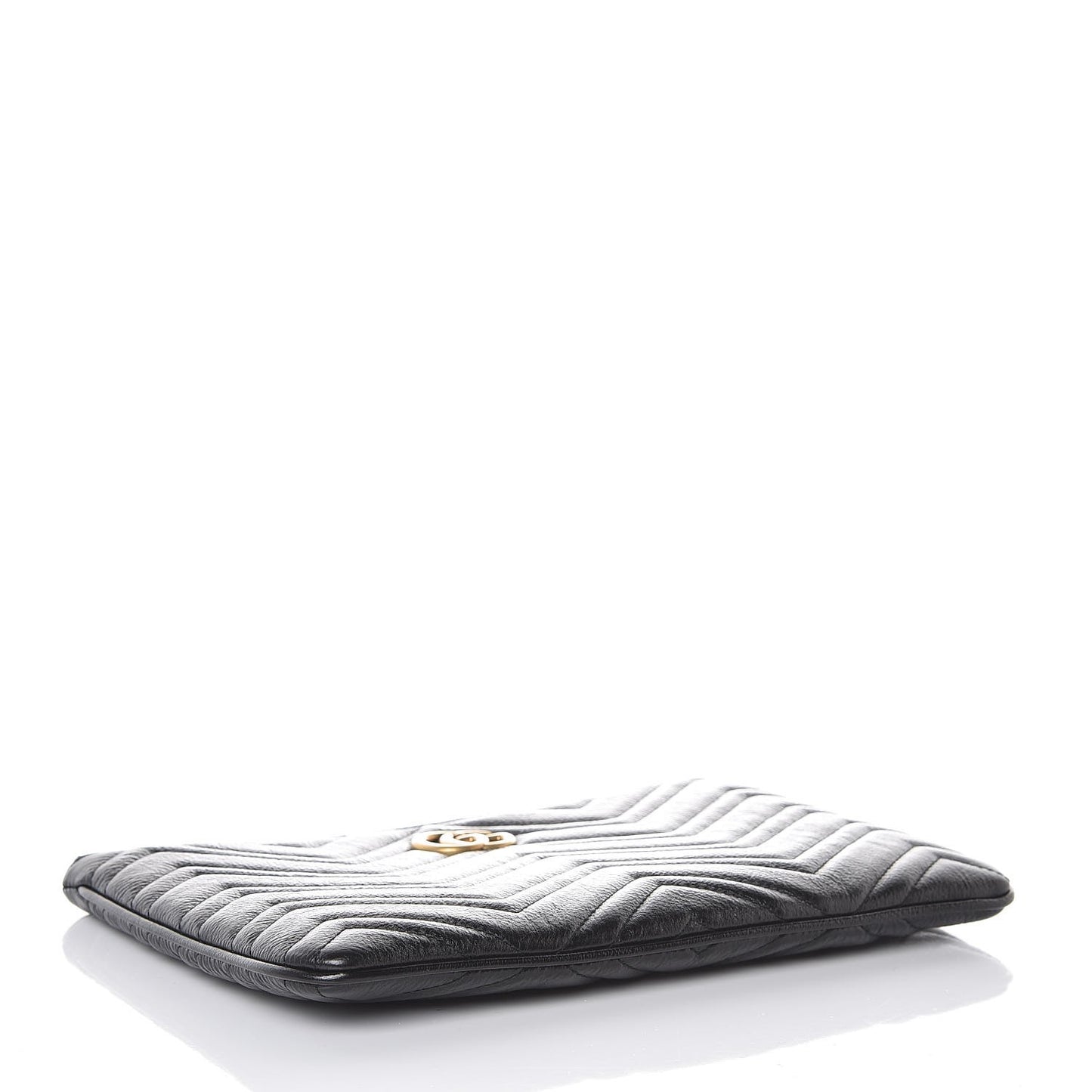 Azalea Calfskin Matelasse Heart GG Marmont Zip Pouch Black