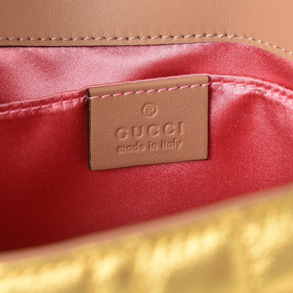 Gucci Metallic Calfskin Matelasse Studded Mini Pearly GG Marmont Shoulder Bag Gold 6 of 7