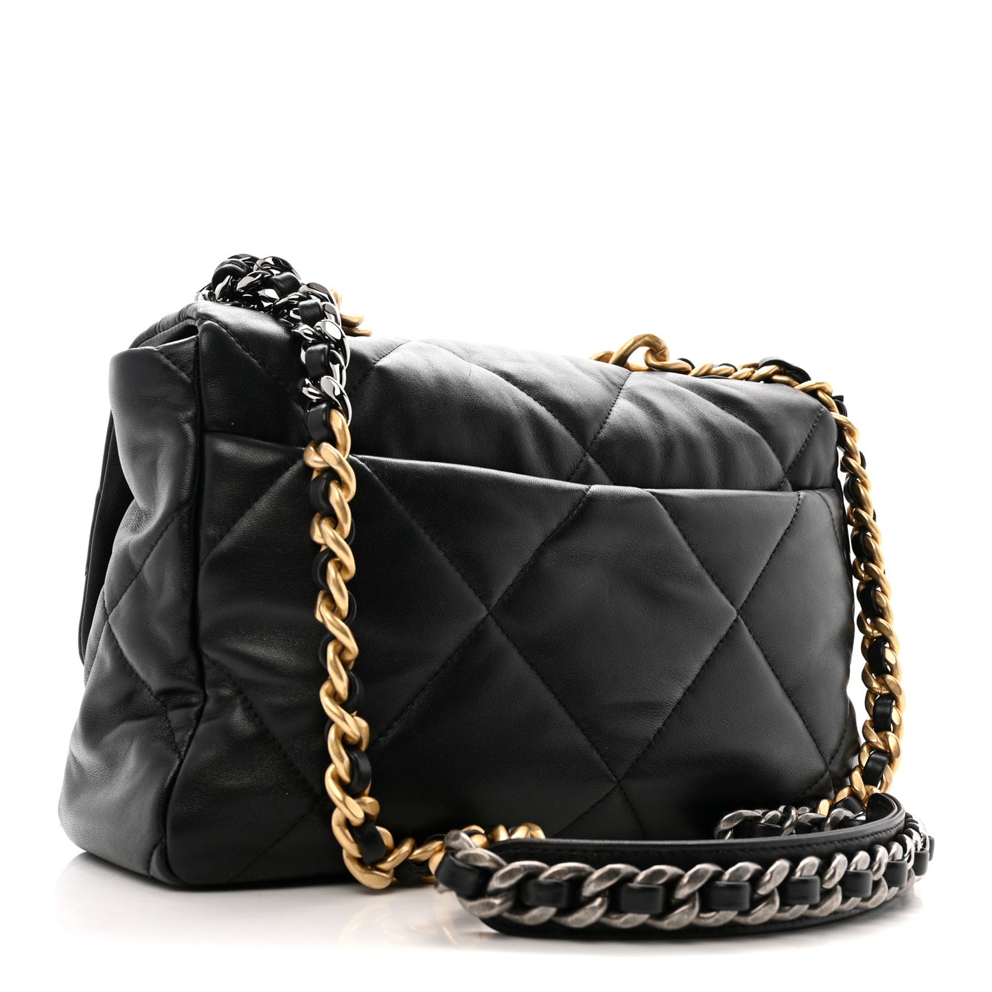 Lambskin Quilted Large Chanel 19 Flap Black