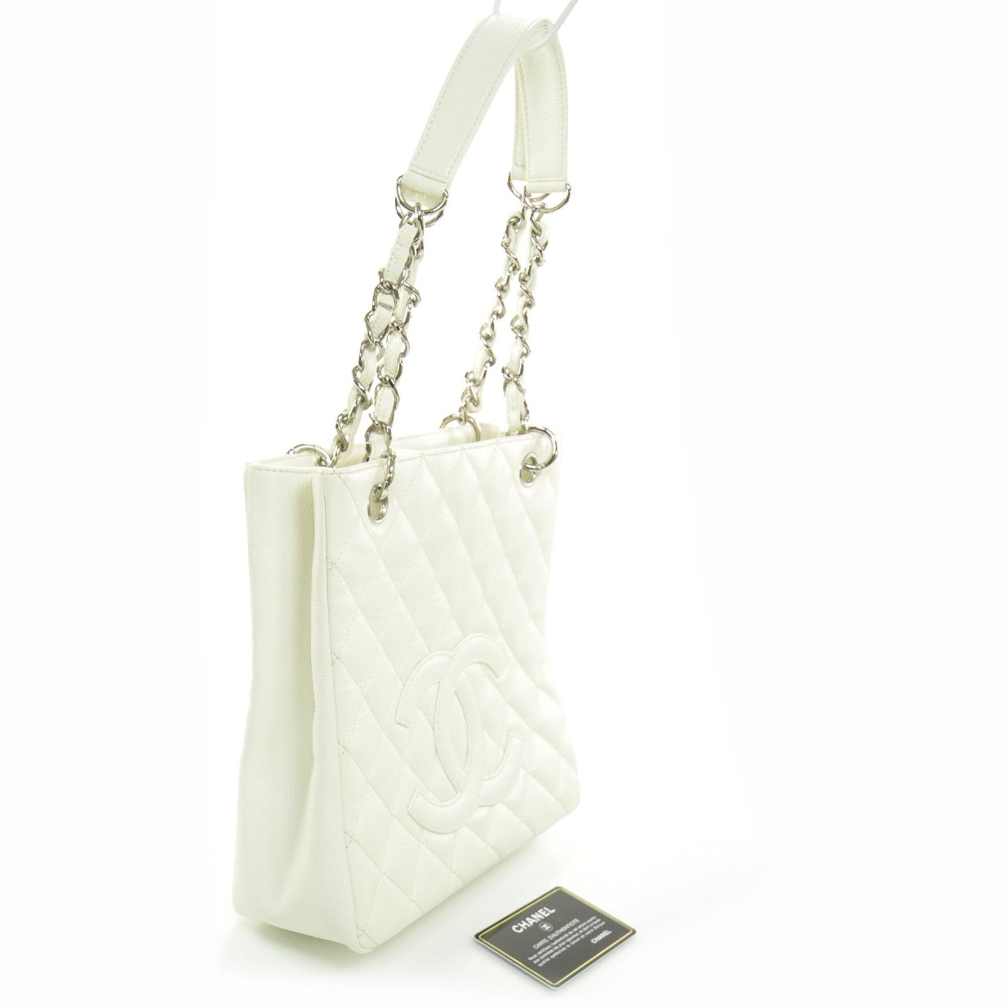 Caviar Petit Shopping Tote PST White
