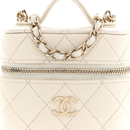 Chanel Caviar Quilted Small Handle With Care Vanity Case With Chain White 8 of 13