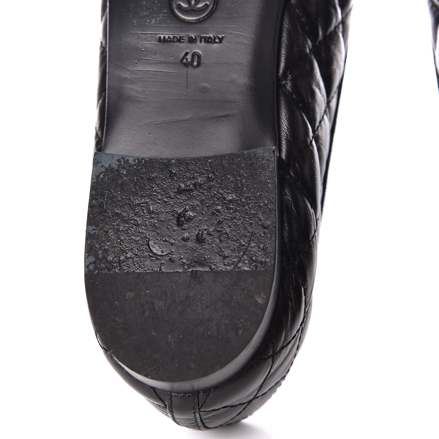 Chanel Aged Calfskin Quilted CC Cap Toe Ballerina Flats 40 Black 13 of 15