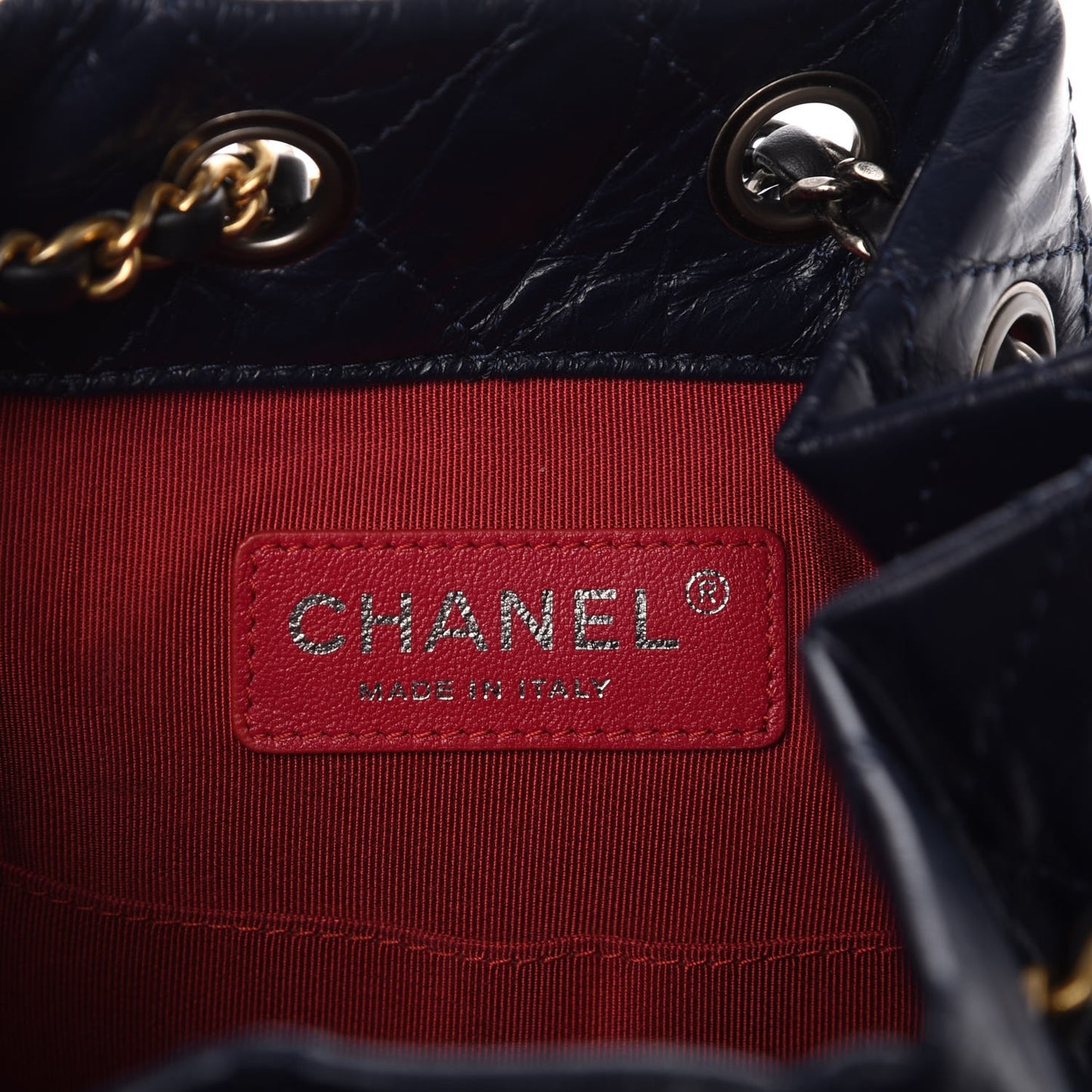 Aged Calfskin Quilted Small Gabrielle Backpack Blue Black