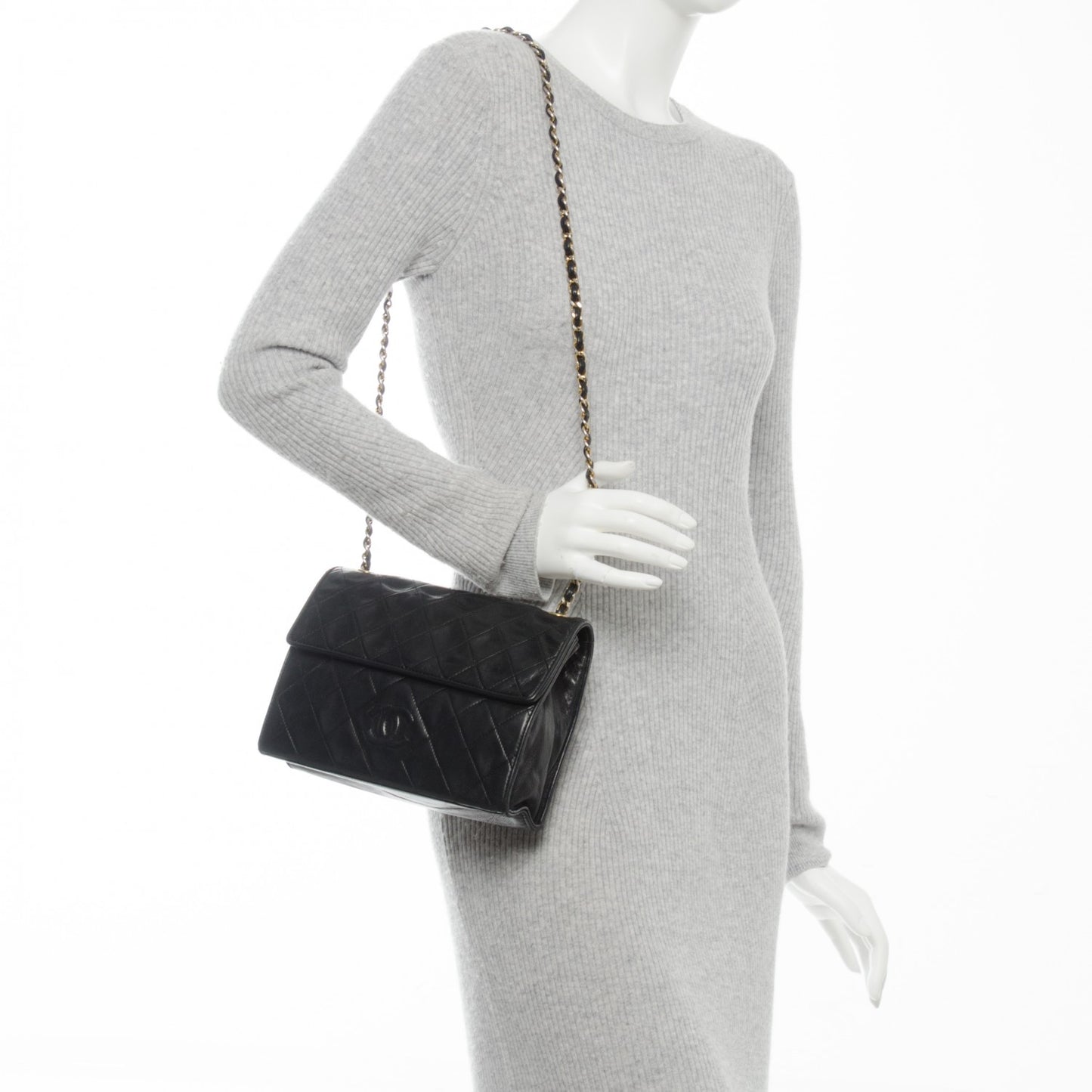 Lambskin Quilted CC Tassel Shoulder Flap Bag Black