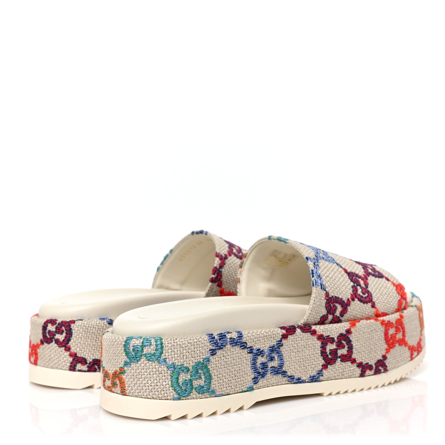Linen Psychedelic Mini GG Monogram Angelina Platform 55mm Slide Sandals 38 Multicolor
