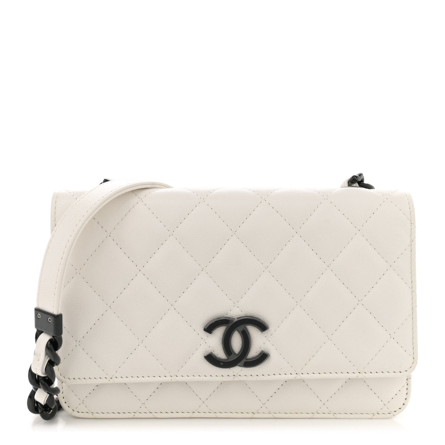Caviar Quilted My Everything Wallet On Chain WOC White