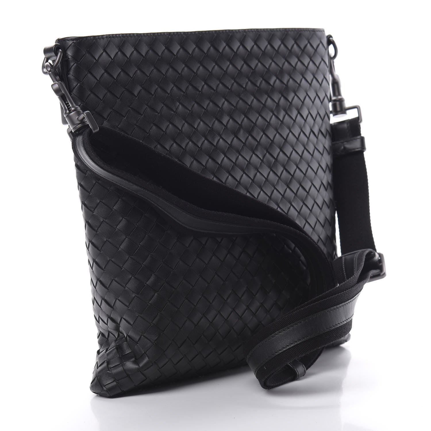 Bottega Veneta Nappa Intrecciato VN Crossbody Messenger Bag Black 3 of 10
