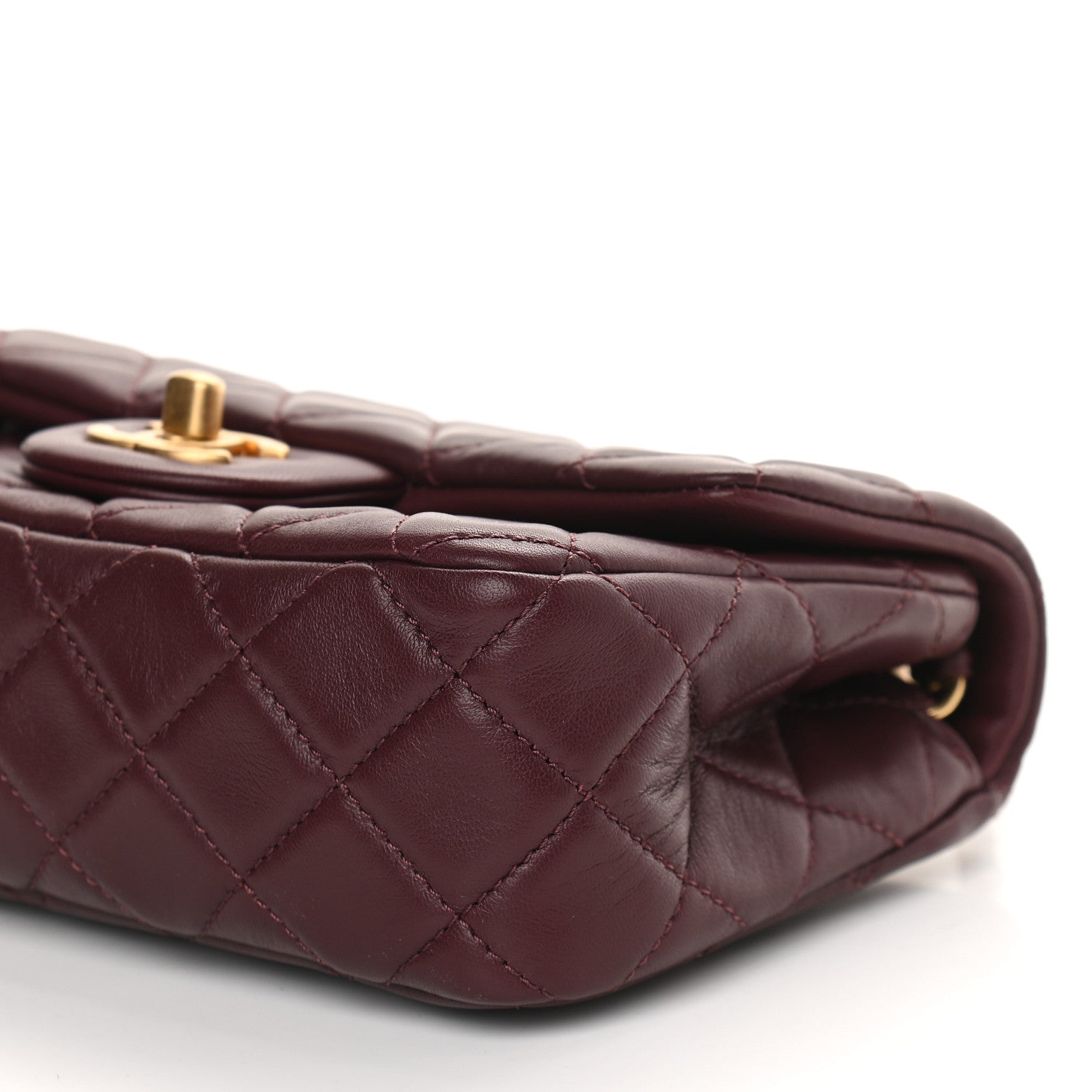 Chanel Lambskin Quilted Mini Rectangular Pearl Crush Flap Burgundy 9 of 9