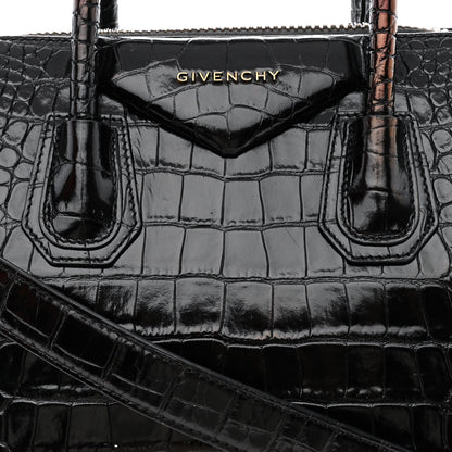 Givenchy Calfskin Crocodile Embossed Small Antigona Black 8 of 11