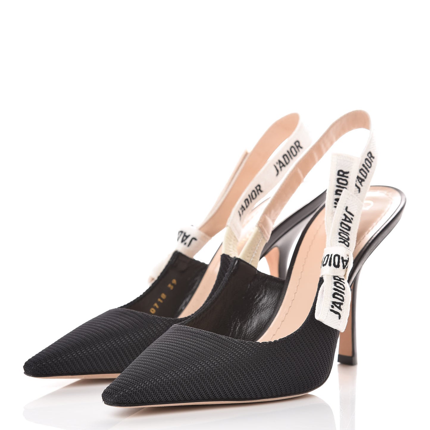 Technical Canvas Ribbon J'Adior Slingback 100mm Pumps 39 Black