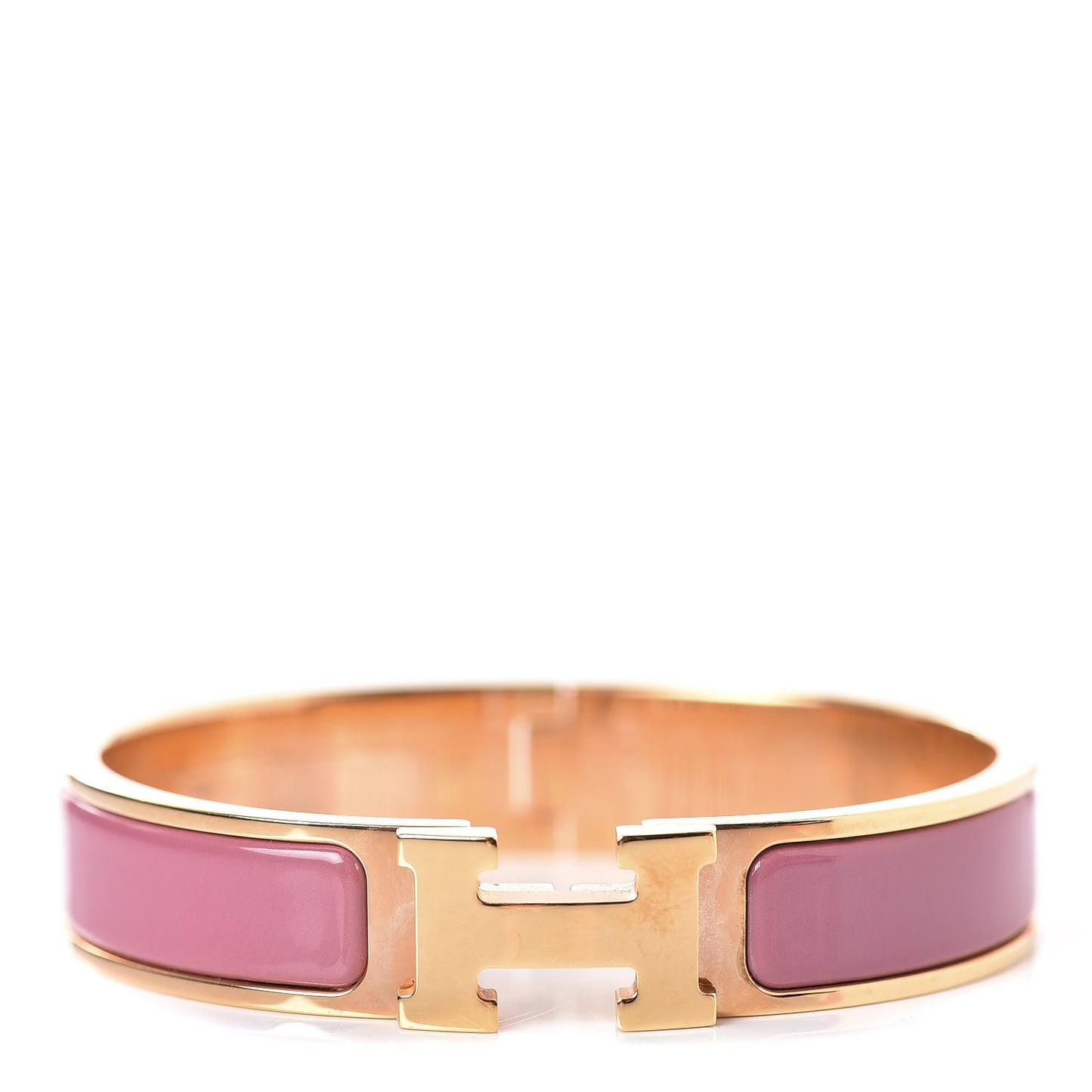 Enamel Narrow Clic Clac H Bracelet PM Rose Velours