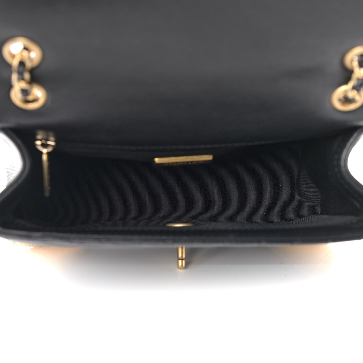 Chanel Calfskin Chevron Quilted Mini Rock The Corner Flap Black 5 of 11