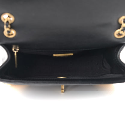 Chanel Calfskin Chevron Quilted Mini Rock The Corner Flap Black 5 of 11