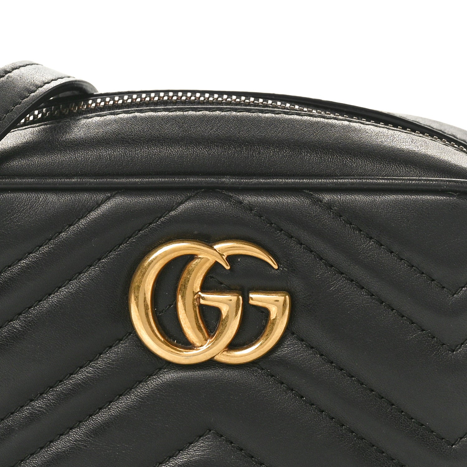 Gucci Calfskin Matelasse Mini GG Marmont Chain Shoulder Bag Black 8 of 10