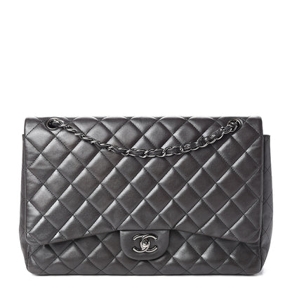 Chanel Metallic Lambskin Quilted Maxi Single Flap Grey 1 of 9