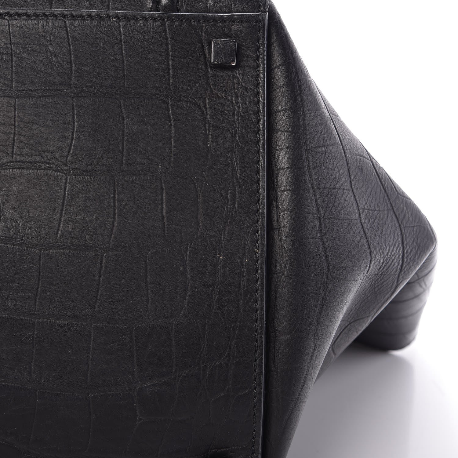 Celine Crocodile Embossed Calfskin Medium Phantom Luggage Black 9 of 11