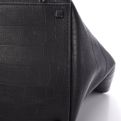 Celine Crocodile Embossed Calfskin Medium Phantom Luggage Black 9 of 11