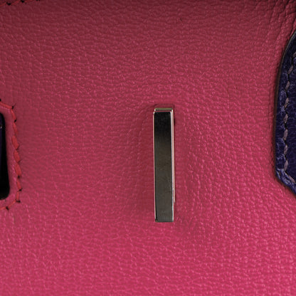 Hermes Chevre Bi-Color Horseshoe Birkin 30 Rose Shocking Iris 18 of 27