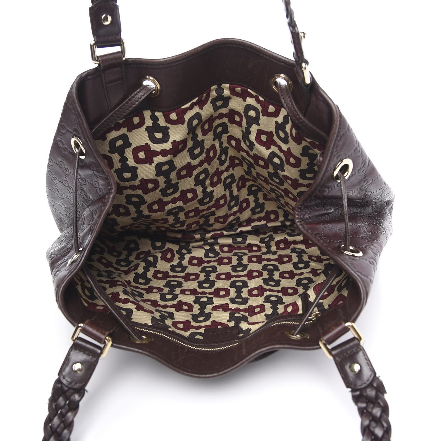 Guccissima Peggy Braided Tote Dark Brown