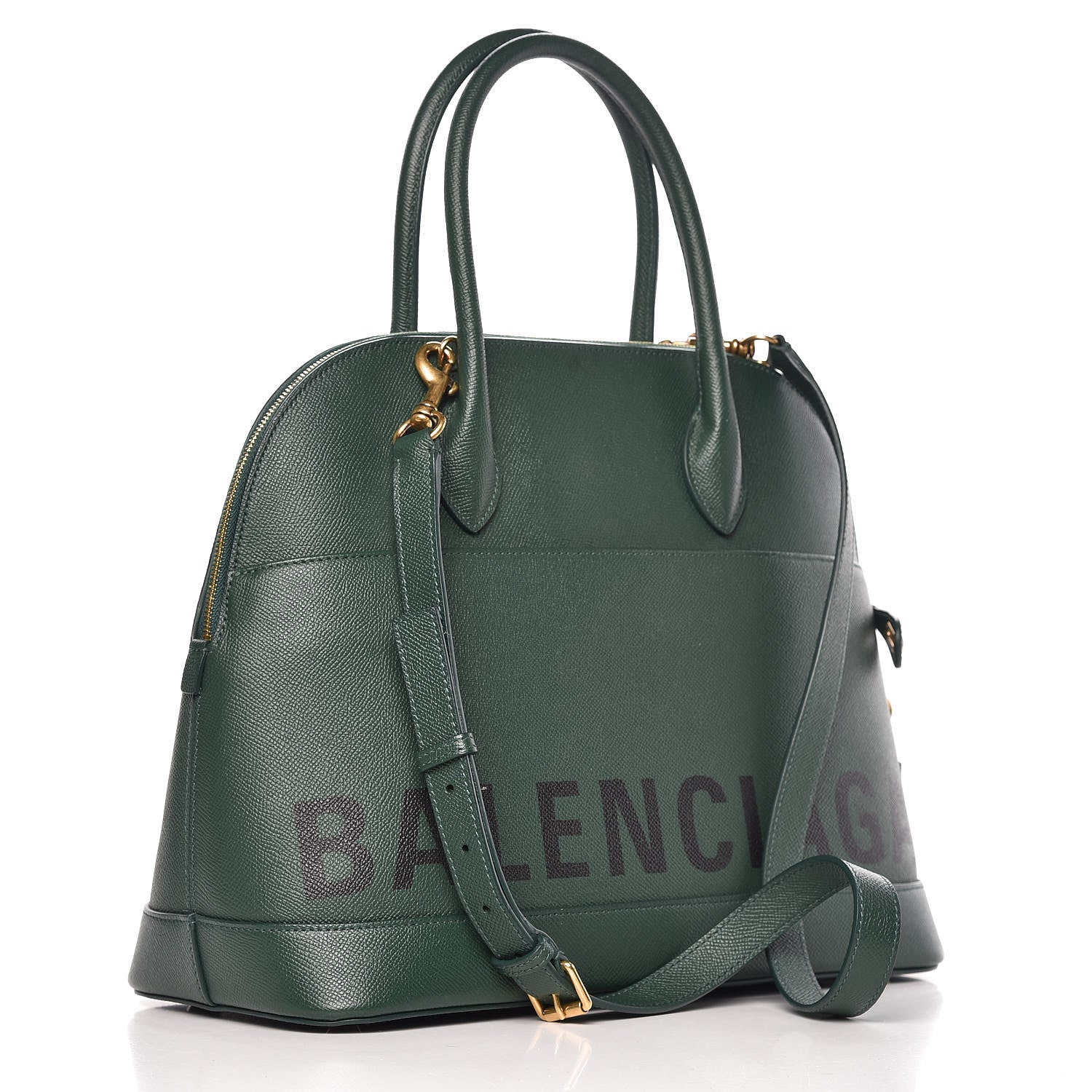 Balenciaga Signature Grained Calfskin Logo M Ville Top Handle Bag Vert Malachite 3 of 7