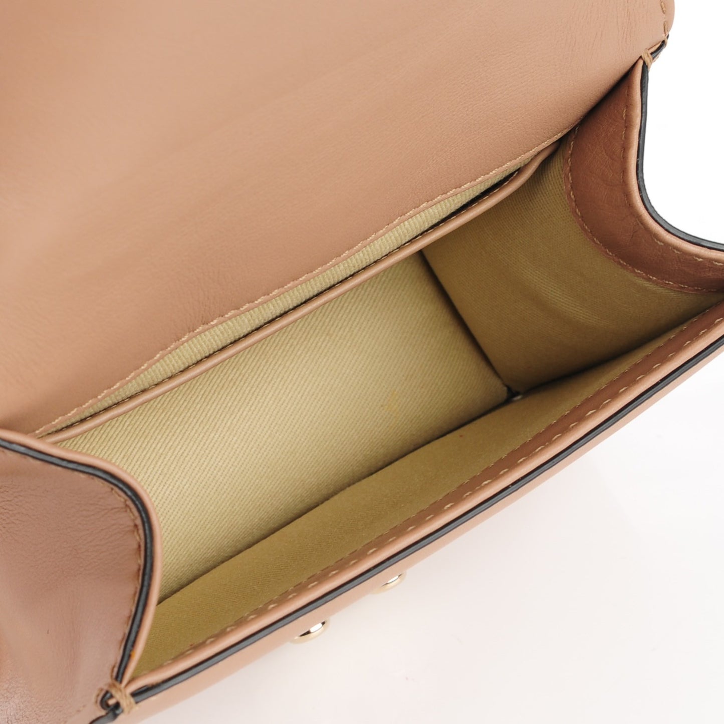 Vitello Mini Glam Lock Rockstud Flap Beige