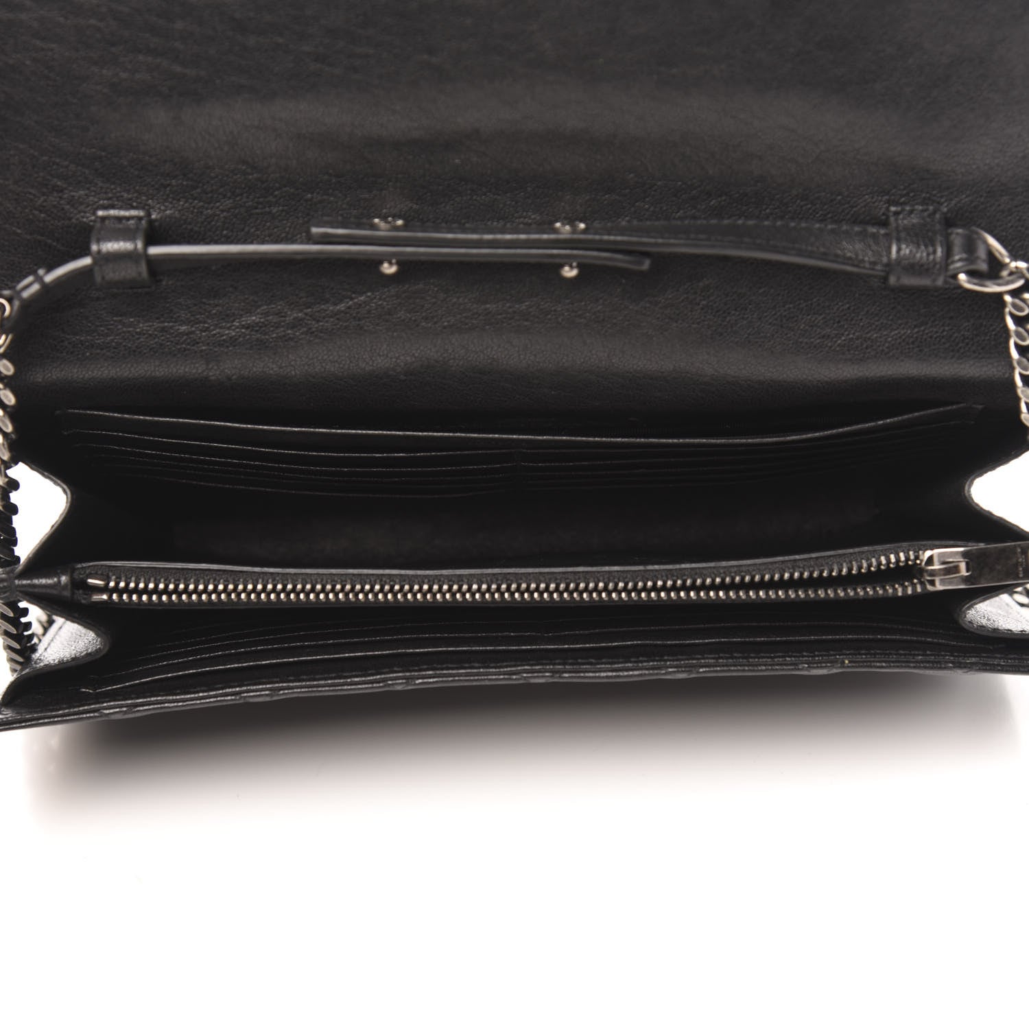 Saint Laurent Lambskin Mixed Matelasse Monogram Charms Chain Wallet Black 5 of 11