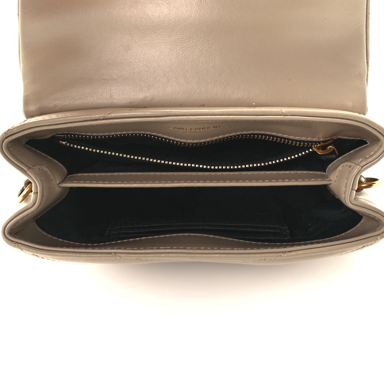 Saint Laurent Calfskin Y Quilted Monogram Toy Loulou Crossbody Bag Dark Beige 5 of 11