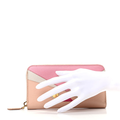 Fendi Vitello Elite QuTweet Studded Zip Around Wallet Pink 2 of 10