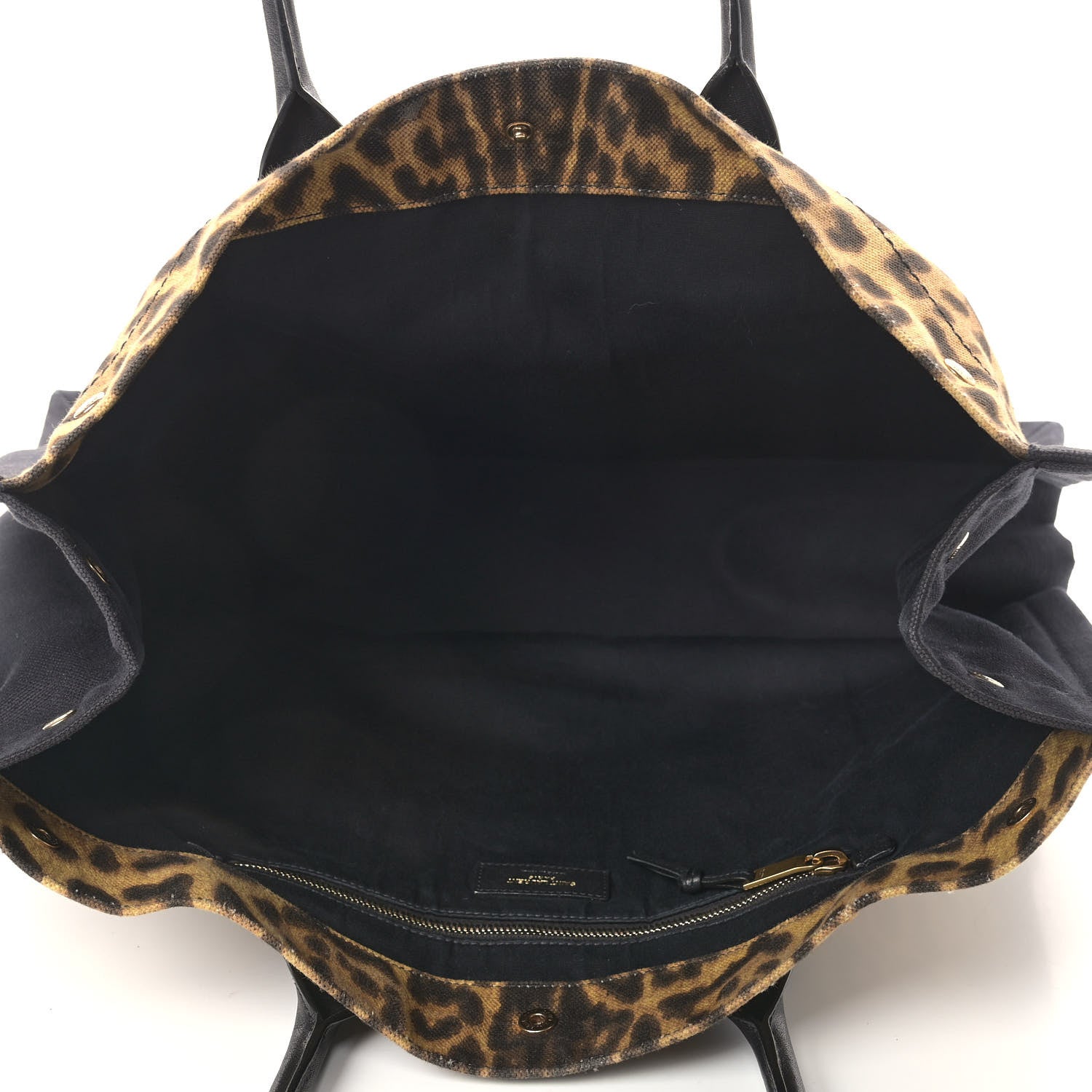 Saint Laurent Canvas Calfskin Leopard Print Rive Gauche Noe Tote Natural Black 4 of 9