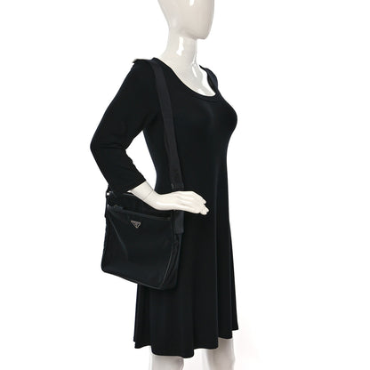 Prada Tessuto Nylon Saffiano Messenger Bag Black 2 of 8