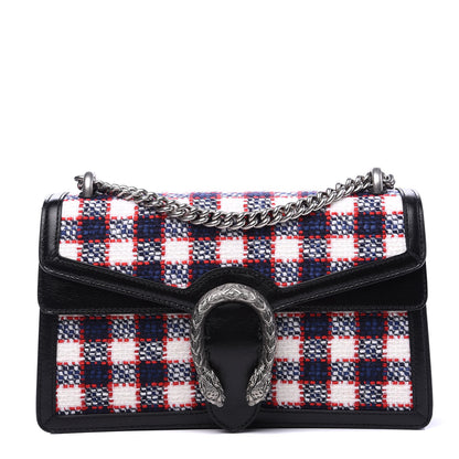 Gucci Vintage Tweed Check Small Dionysus Shoulder Bag White Hibiscus Red Marine 1 of 9