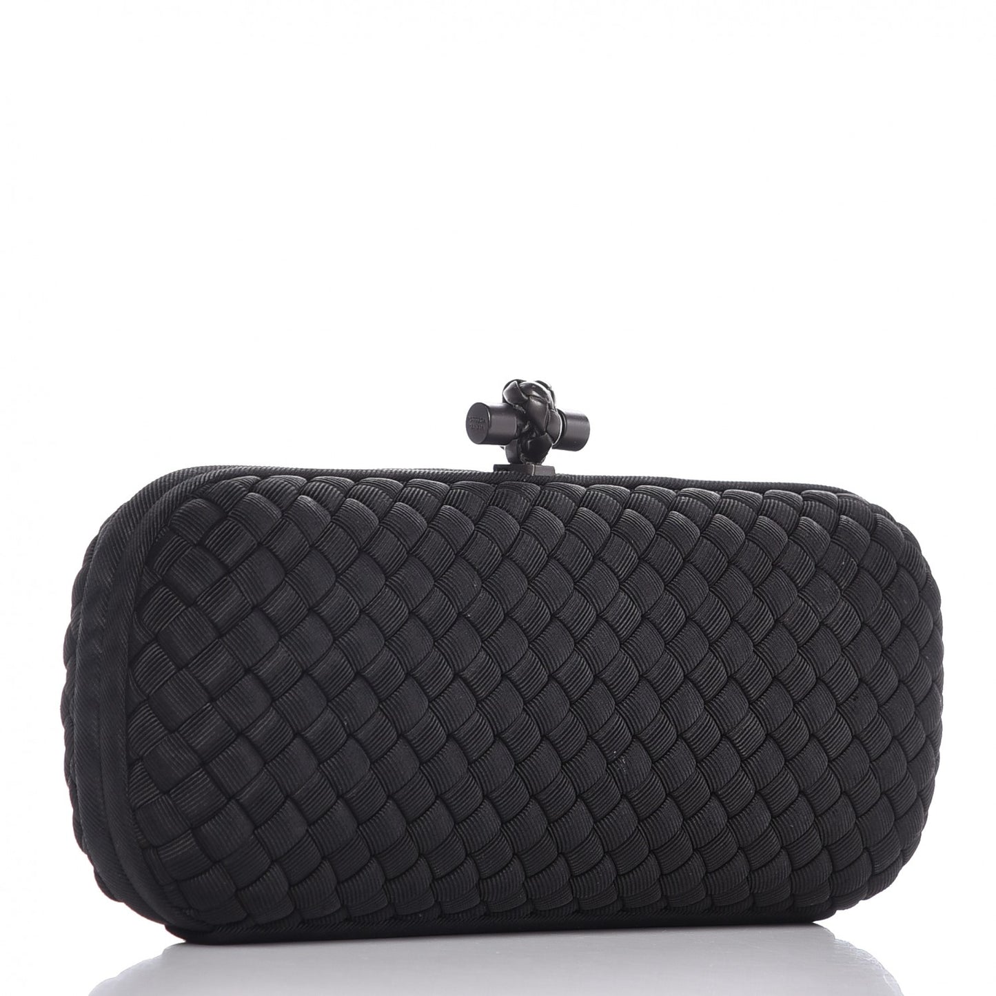 Satin Intreccio Impero Stretch Knot Clutch Black