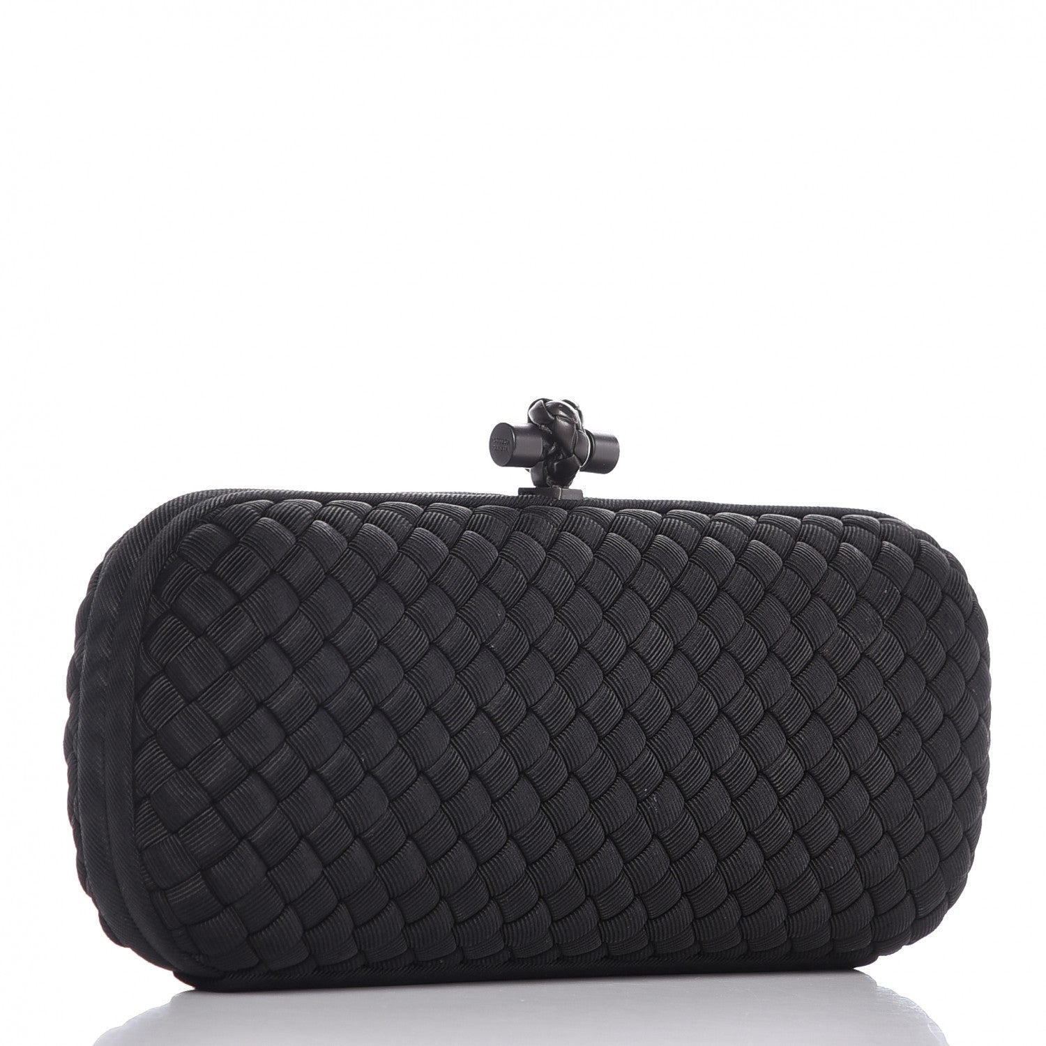 Bottega Veneta Satin Intreccio Impero Stretch Knot Clutch Black 3 of 8