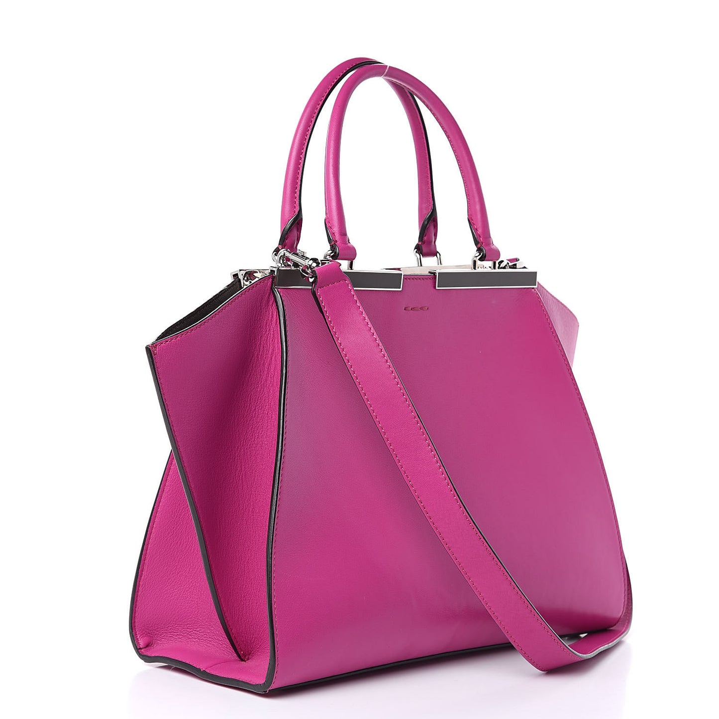 Vitello Dolce Shiny Nappa Petite 3Jours Tote Magenta Carbone