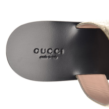Gucci Nappa Silk Galassia GG Marmont Thong Flat Sandals 38.5 Platino 7 of 9