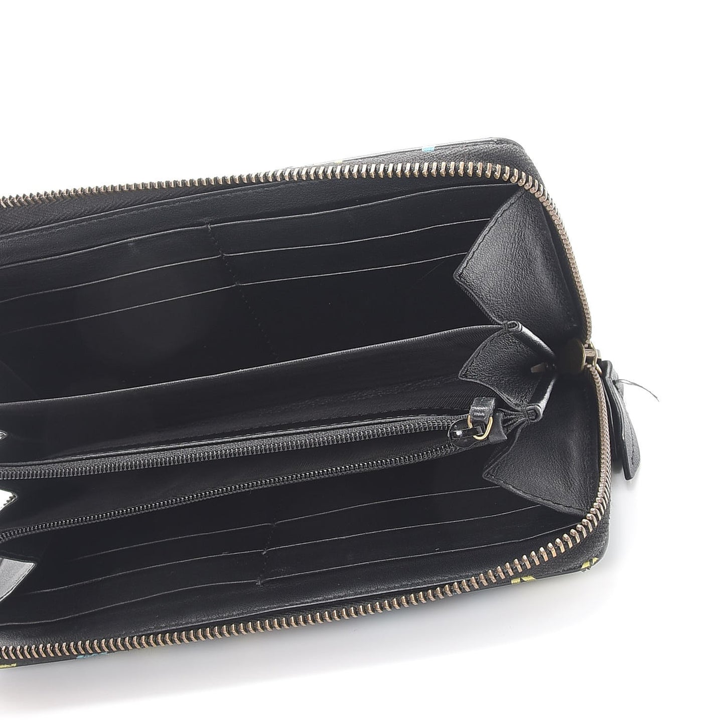 Calfskin Matelasse GucciGhost GG Marmont Zip Around Wallet Black New Acquamarine