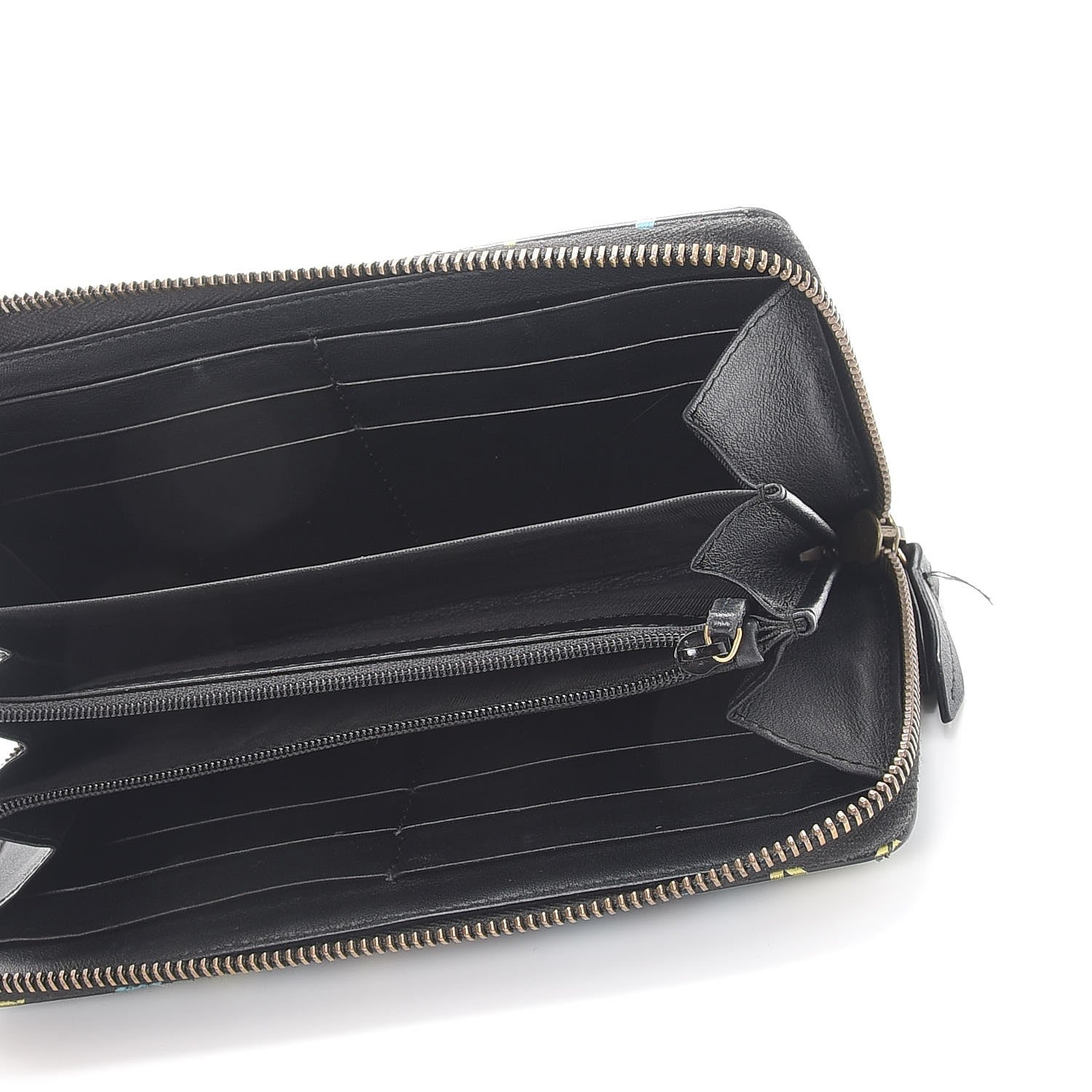 Gucci Calfskin Matelasse GucciGhost GG Marmont Zip Around Wallet Black New Acquamarine 10 of 11