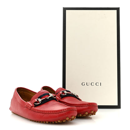 Gucci Road Calfskin Web Mens Horsebit Driver Loafers 6.5 Rosso 11 of 11